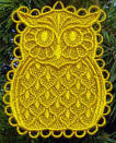 E520 K-Lace OWLS, Coasters or Ornaments Bundle $15 or Set of 3 large $10, or Set of 3 small $10